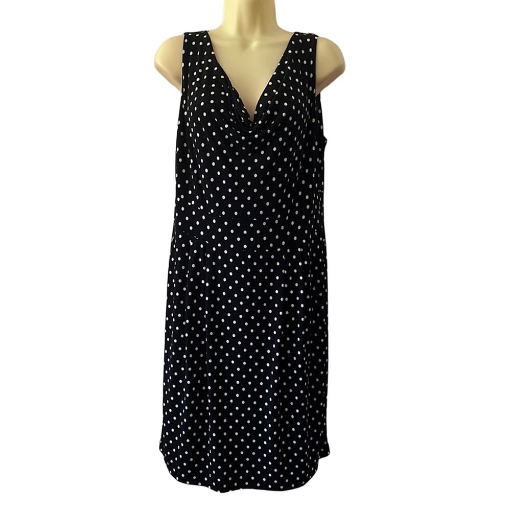 Clara Sun Woo Black & White Polka Dot Knit Dress Woman Size Medium Sleeveless